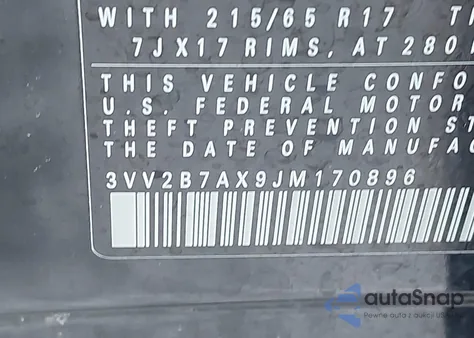 2018 Volkswagen Tiguan 2.0T Se/2.0T Sel из США, поврежденный, VIN 3VV2B7AX9JM170896